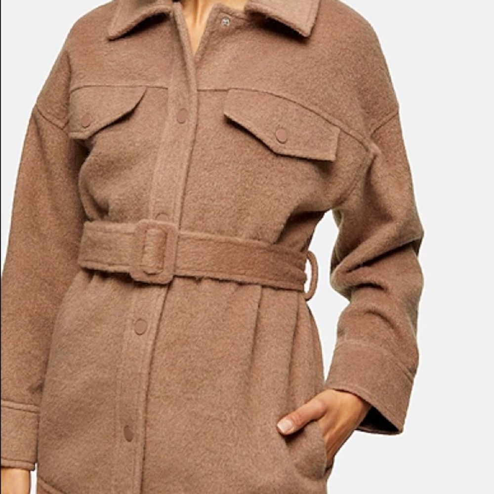 ๐HP๐Top Shop Belted Beige Shirt Jacket (Shacket) - Picture 7 of 10